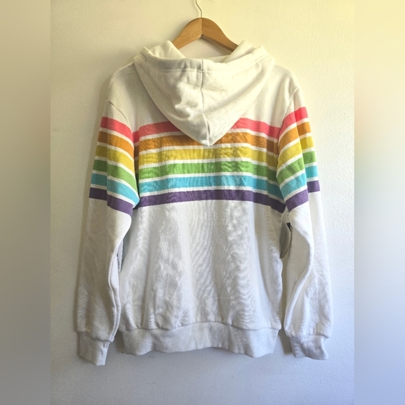 NWT!! Tipsy Elves, Rainbow All The Way Hoodie, Vintage White, Unisex Medium - Picture 5 of 11